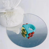 Acrylic Rainbow Beads Harajuku Vintage Rings Charms 90s Y2K Jewelry