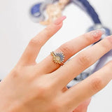 Adjustable Sun and Moon Ring Overlapping Rings Women Girls Jewelry