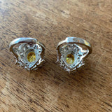 Exaggerated Silver Resizable Egg CZ Yellow Wedding Ring Retro Jewelry