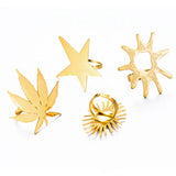 Stainless Steel Open Rings Maple Leaf Flower Sun Star Finger Large Ring Women