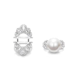 Geometric Pearl Zircon Open Ring Adjustable