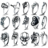 Vintage Gothic Skull Flower Angel Rings for Women