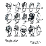 Vintage Gothic Skull Flower Angel Rings for Women