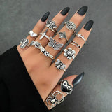 Vintage Gothic Skull Flower Angel Rings for Women