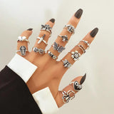 Vintage Gothic Skull Flower Angel Rings for Women