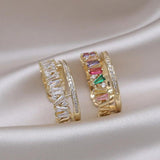 Korea Hot Jewelry Copper Zircon Double Layer Ring Women Daily Work Open Ring