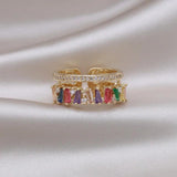 Korea Hot Jewelry Copper Zircon Double Layer Ring Women Daily Work Open Ring