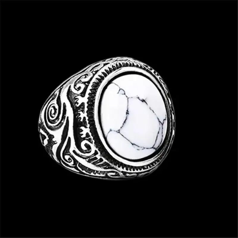 Brown Eye Ring 316L Stainless Steel Jewelry Men Boys Biker Style 4 Stone Ring