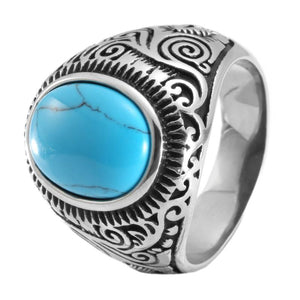 Brown Eye Ring 316L Stainless Steel Jewelry Men Boys Biker Style 4 Stone Ring