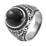 Brown Eye Ring 316L Stainless Steel Jewelry Men Boys Biker Style 4 Stone Ring