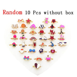 10PCs/Lot Kids Cartoon Rings Set Mix Finger Jewelry Creative Accessories
