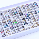 10Pcs Classic Stainless Steel Rings Zircon Jewelry Party Wedding Mixed Style