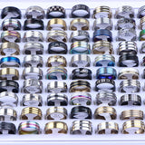 10Pcs Classic Stainless Steel Rings Zircon Jewelry Party Wedding Mixed Style
