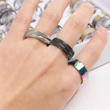 10Pcs Classic Stainless Steel Rings Zircon Jewelry Party Wedding Mixed Style