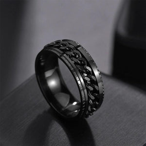 Fidget Ring Stainless Steel Rotatable Anxiety Spinner Chain Punk Men Women