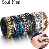 Fidget Ring Stainless Steel Rotatable Anxiety Spinner Chain Punk Men Women