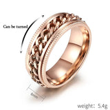 Fidget Ring Stainless Steel Rotatable Anxiety Spinner Chain Punk Men Women