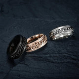 Fidget Ring Stainless Steel Rotatable Anxiety Spinner Chain Punk Men Women