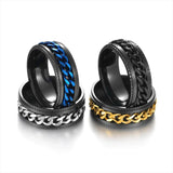 Fidget Ring Stainless Steel Rotatable Anxiety Spinner Chain Punk Men Women