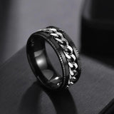 Fidget Ring Stainless Steel Rotatable Anxiety Spinner Chain Punk Men Women