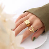 Stainless Steel Butterfly Flower Geometric Personality Ring