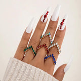 Docona Crystal Triangle Ring Set, Small Women's Ring Gift