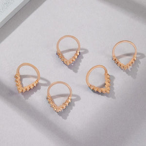 Docona Crystal Triangle Ring Set, Small Women's Ring Gift