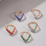 Docona Crystal Triangle Ring Set, Small Women's Ring Gift