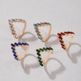 Docona Crystal Triangle Ring Set, Small Women's Ring Gift