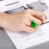 Stainless Steel Square Stone Ring Non-Tarnish Stackable Rings