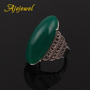 Vintage Light Green/Dark Green/Red Stone Ring For Women