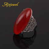 Vintage Light Green/Dark Green/Red Stone Ring For Women