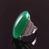 Vintage Light Green/Dark Green/Red Stone Ring For Women