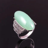 Vintage Light Green/Dark Green/Red Stone Ring For Women
