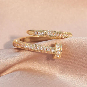 Uilz Adjustable Nail Rings Punk Cubic Zirconia Finger Ring Daily Jewelry