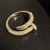 Uilz Adjustable Nail Rings Punk Cubic Zirconia Finger Ring Daily Jewelry