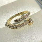 Uilz Adjustable Nail Rings Punk Cubic Zirconia Finger Ring Daily Jewelry