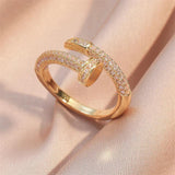 Uilz Adjustable Nail Rings Punk Cubic Zirconia Finger Ring Daily Jewelry