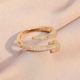 Uilz Adjustable Nail Rings Punk Cubic Zirconia Finger Ring Daily Jewelry