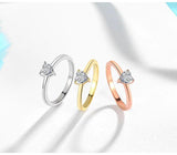 Tibetan Silver Heart CZ Gold Rings Women Engagement Wedding JZ222