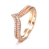 Kinel 585 Rose Ring Double Row Natural Zircon Hollow Rings Women