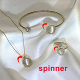Opal Anti Stress Anxiety Rings Rotatable Spinner Necklace Bracelet