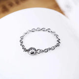 Stainless Steel Ring with Small Chain Zircon for Women LR021