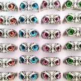 10pcs Cat Eye Owl Ring Vintage Silver Plate Alloy Wedding Enga