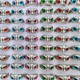 10pcs Cat Eye Owl Ring Vintage Silver Plate Alloy Wedding Enga