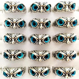 10pcs Cat Eye Owl Ring Vintage Silver Plate Alloy Wedding Enga