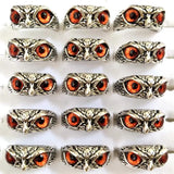 10pcs Cat Eye Owl Ring Vintage Silver Plate Alloy Wedding Enga