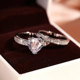 Women's Double-layer Ring Heart Shape Two-piece Jewelry