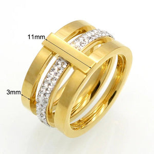 Zircon Stainless Steel Titanium Ring CZ Crystal Band