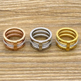 Zircon Stainless Steel Titanium Ring CZ Crystal Band